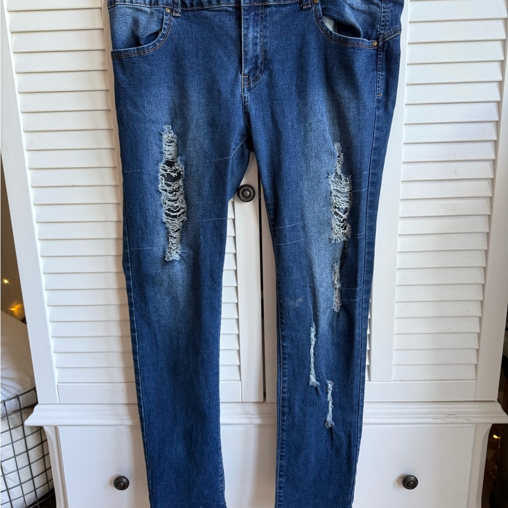Distressed Blue Jeans